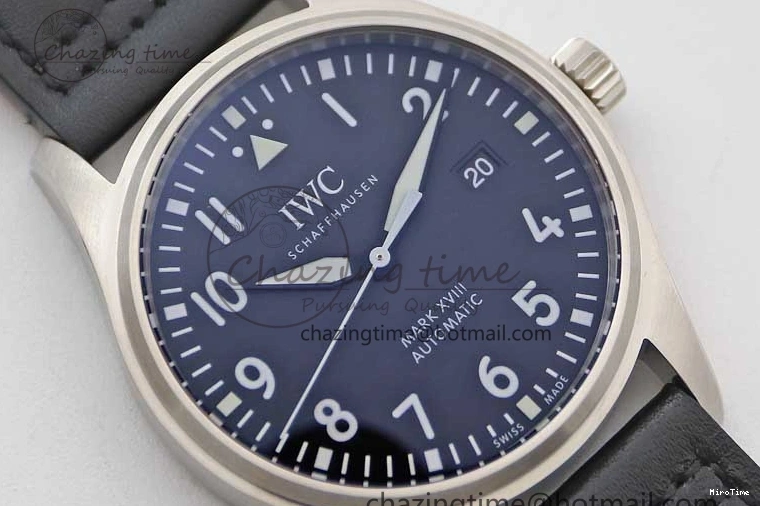 MIROTIME 0506 Vibrant Mark XVIII IW327001 SS M+F 1:1 Best Edition Black Dial on Black Leather Strap A 7055